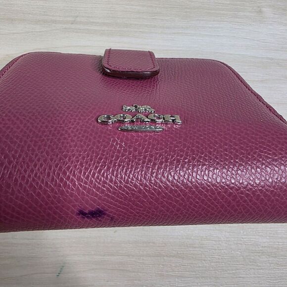 Coach Medium‎ Corner Zip Wallet Crossgrain Leather Silver Pink F52692 - Picture 5 of 15